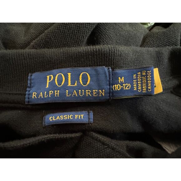 Polo Ralph Lauren Big Pony Classic Slim Fit Mesh Polo Polo Black Kids Size M - Picture 10 of 12